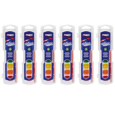 Prang Semi-Moist Washable Watercolor Set, 8 Colors Per Set, PK6, Recommended Grade: K+ 80525